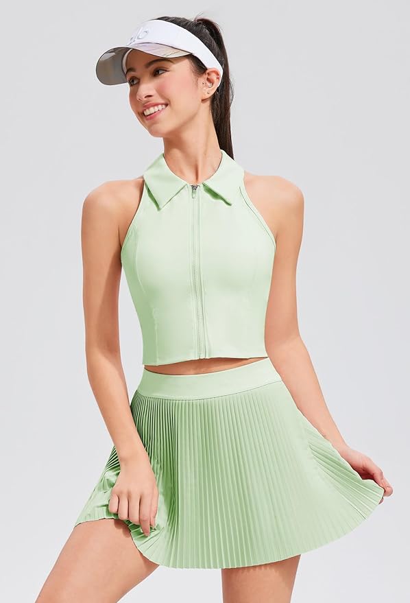 AFZ Women Pleated Tennis Skirt Set Two Piece Racerback Golf Outfits Pickleball Dresses with Shorts