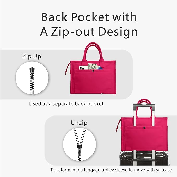 TOPDesign Heavy-Duty Canvas Tote Bag for Women, Adjustable Crossbody/Shoulder Handbag with 9 Pockets, Everything Tote