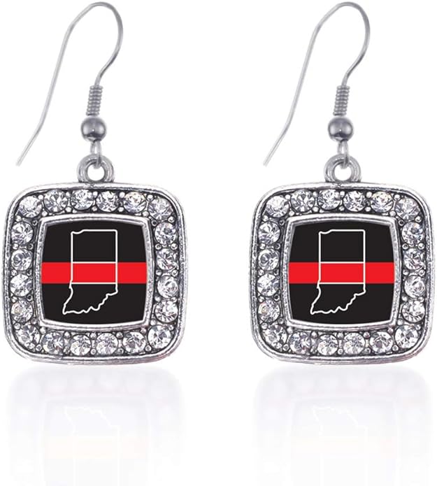 Inspired Silver - Silver Square Charm French Hook Drop Earrings with Cubic Zirconia Jewelry