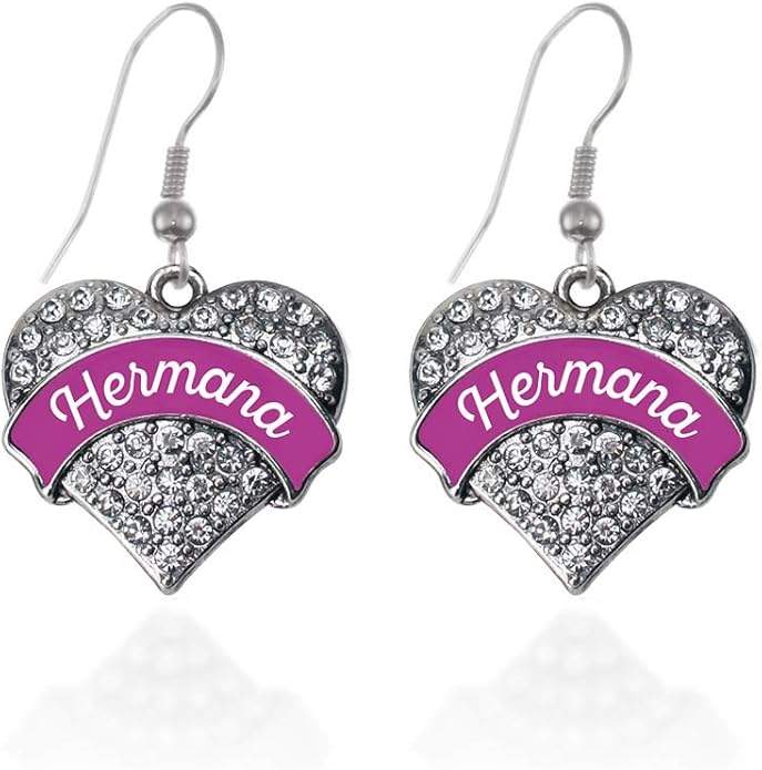 Inspired Silver - Silver Pave Heart Charm French Hook Drop Earrings with Cubic Zirconia Jewelry