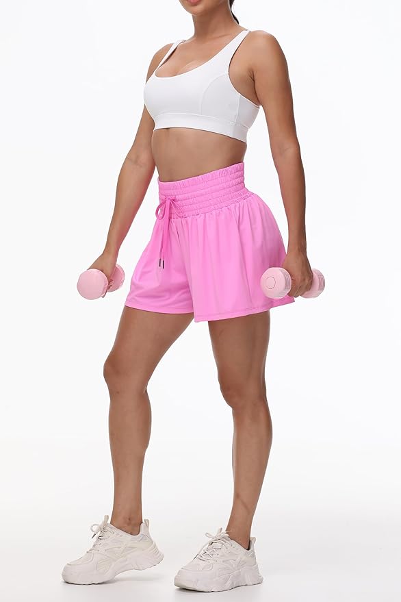 Blaosn Flowy Athletic Shorts for Women Gym Workout Running Short Pants High Waist Skort with Pocket Casual Summer Clothes