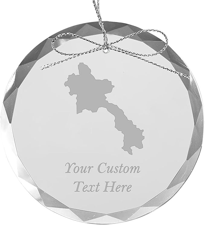 Laos, Personalized Travel Christmas Ornament – Customized Engraved Glass Keepsake - Custom Family Trip & Vacation, 2024, 2025, 2026, 2027 & Name – Destination Xmas Holiday Ornament