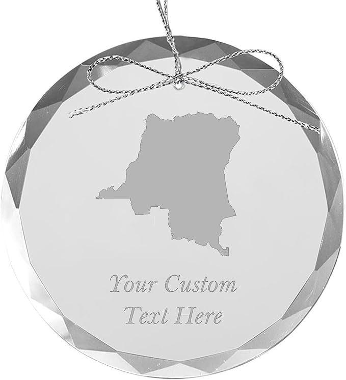 Democratic Republic of Congo, Personalized Travel Christmas Ornament - Customized Engraved Glass Keepsake - Custom Family Trip & Vacation, 2024, 2025, 2026, 2027 & Name – Destination XmasOrnament