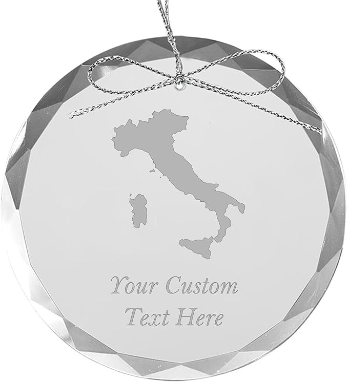 Italy, Personalized Travel Christmas Ornament – Customized Engraved Glass Keepsake - Custom Family Trip & Vacation, 2024, 2025, 2026, 2027 & Name – Destination Xmas Holiday Ornament