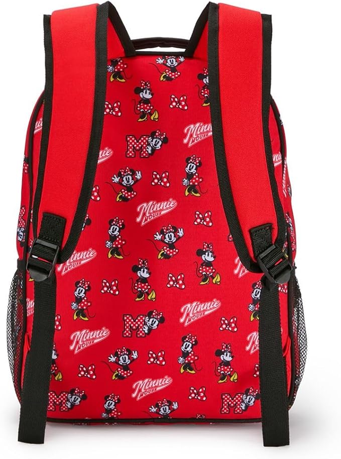 Disney Store Official Minnie Mouse Collegiate Backpack - Kids Backpack with Embroidered Accents, Adjustable Straps, Zip Compartments & Mesh Pockets, Screen Art Featuring Minnie Mouse