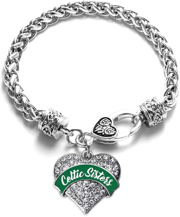 Inspired Silver - Silver Pave Heart Charm Bracelet with Cubic Zirconia Jewelry