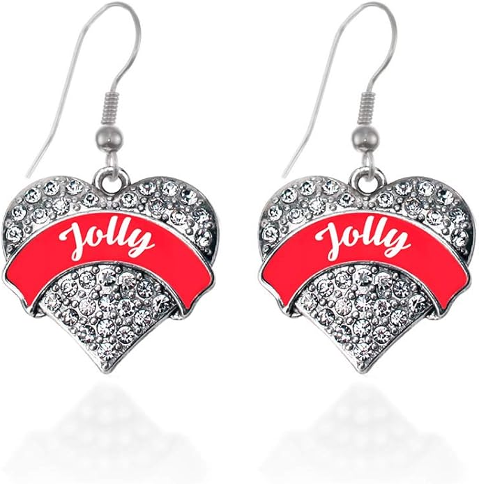 Inspired Silver - Silver Pave Heart Charm French Hook Drop Earrings with Cubic Zirconia Jewelry