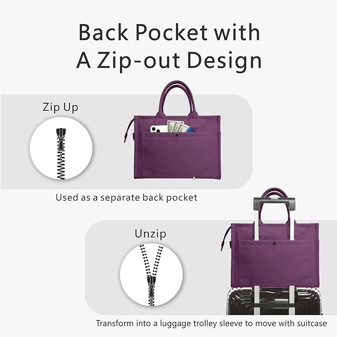 TOPDesign Heavy-Duty Canvas Tote Bag for Women, Adjustable Crossbody/Shoulder Handbag with 9 Pockets, Everything Tote