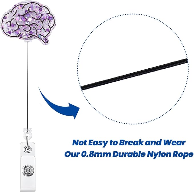 Funny Brain Nurse Badge Reel, Cute Retractable ID Card Badge Holder, Name Tag Medical Badge Clip for Neurologist, Psychiatry, Sleep Center, RAD EEG NICU, Neuro Nurse Doctor Student Teacher Workers