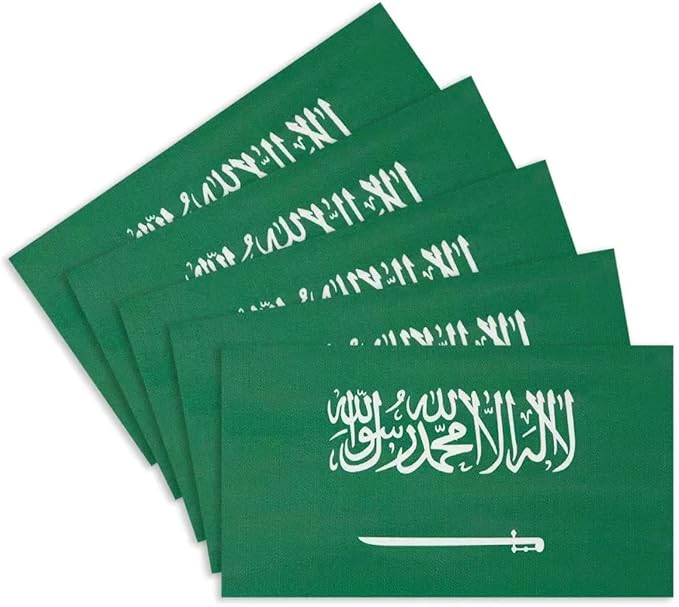 CANTENDO 5Pcs Saudi Arabia Flag Decal Sticker - Saudi Arabian Flag Reflective Vinyl Car Stickers - for Car Window Bumper Waterproof Sticker (2.5 x 4.5 Inch)