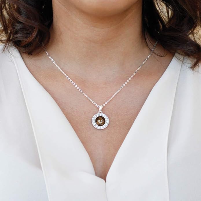 Inspired Silver - Silver Circle Charm 18 Inch Necklace with Cubic Zirconia Jewelry