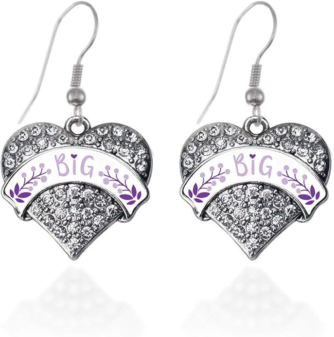 Inspired Silver - Silver Pave Heart Charm French Hook Drop Earrings with Cubic Zirconia Jewelry