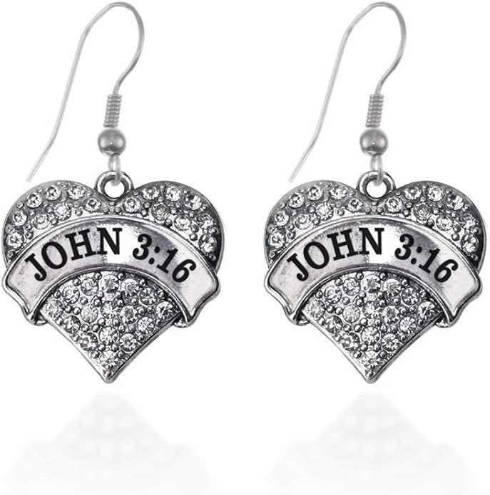 Inspired Silver - Silver Pave Heart Charm French Hook Drop Earrings with Cubic Zirconia Jewelry