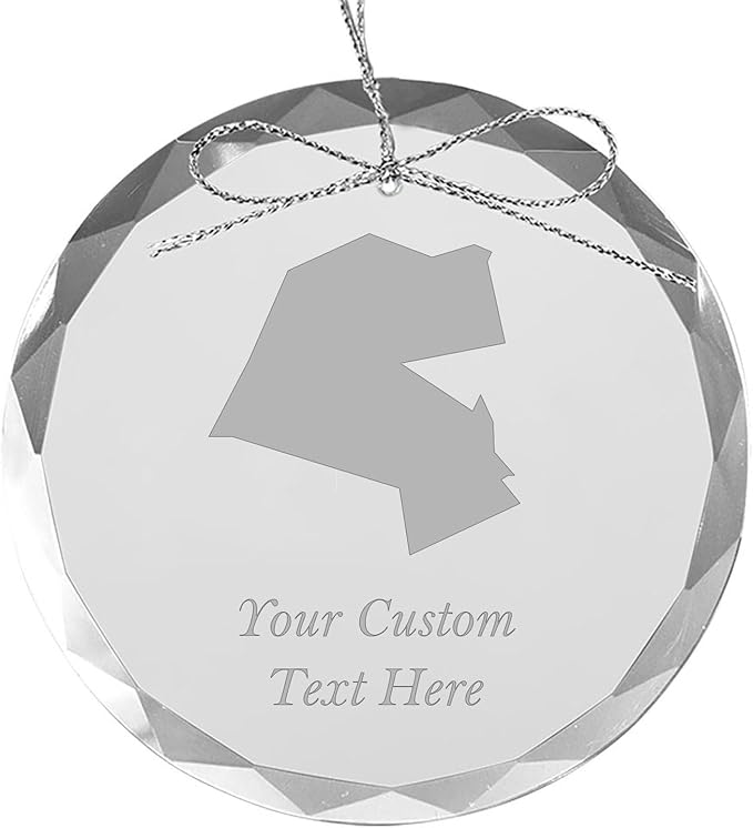 Kuwait, Personalized Travel Christmas Ornament – Customized Engraved Glass Keepsake - Custom Family Trip & Vacation, 2024, 2025, 2026, 2027 & Name – Destination Xmas Holiday Ornament