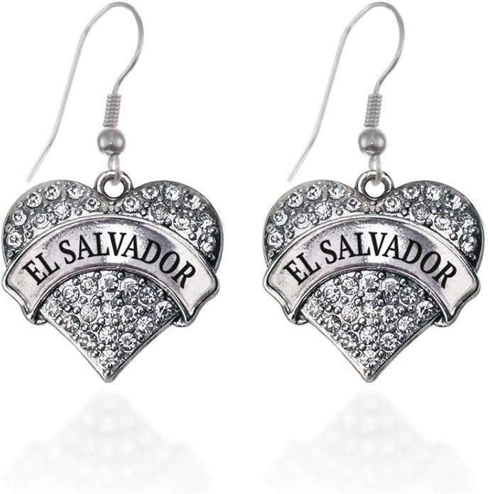 Inspired Silver - Silver Pave Heart Charm French Hook Drop Earrings with Cubic Zirconia Jewelry