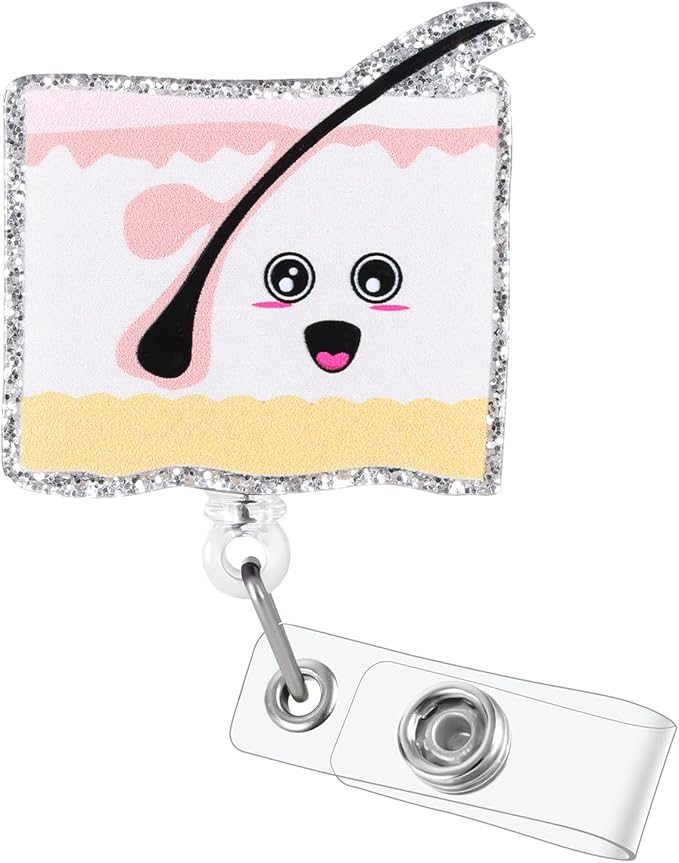 Funny Dermatologist Badge Reel, Cute Cosmetic Dermatology Retractable ID Card Badge Holder, Name Work Badge Clip for Dermatopathology Lab Plastic & Reconstructive Surgery Doctor, Nurse Doctor Gifts