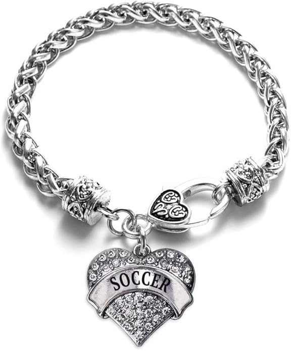 Inspired Silver - Silver Pave Heart Charm Bracelet with Cubic Zirconia Jewelry