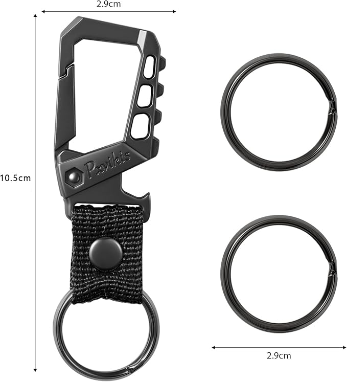 Pxvikis Metal heavy duty key chain carabiner clip bottle opener wrist lanyard ring car key fob unisex for men and women