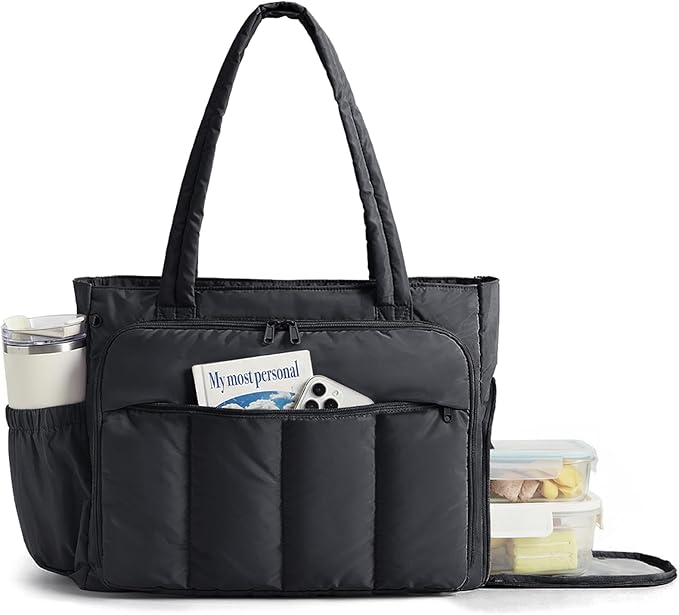 BAGSMART Tote Bag for Women, Teacher Tote with Insulated Compartment, Large Puffer Work Tote Handbags for Work