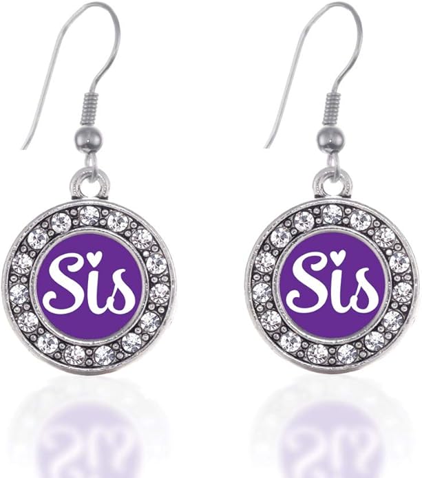 Inspired Silver - Silver Circle Charm French Hook Drop Earrings with Cubic Zirconia Jewelry