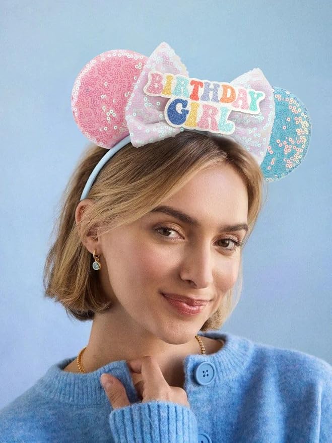 DRESHOW Mouse Ears Bow Headbands Glitter Party Decoration Cosplay Costume for Women