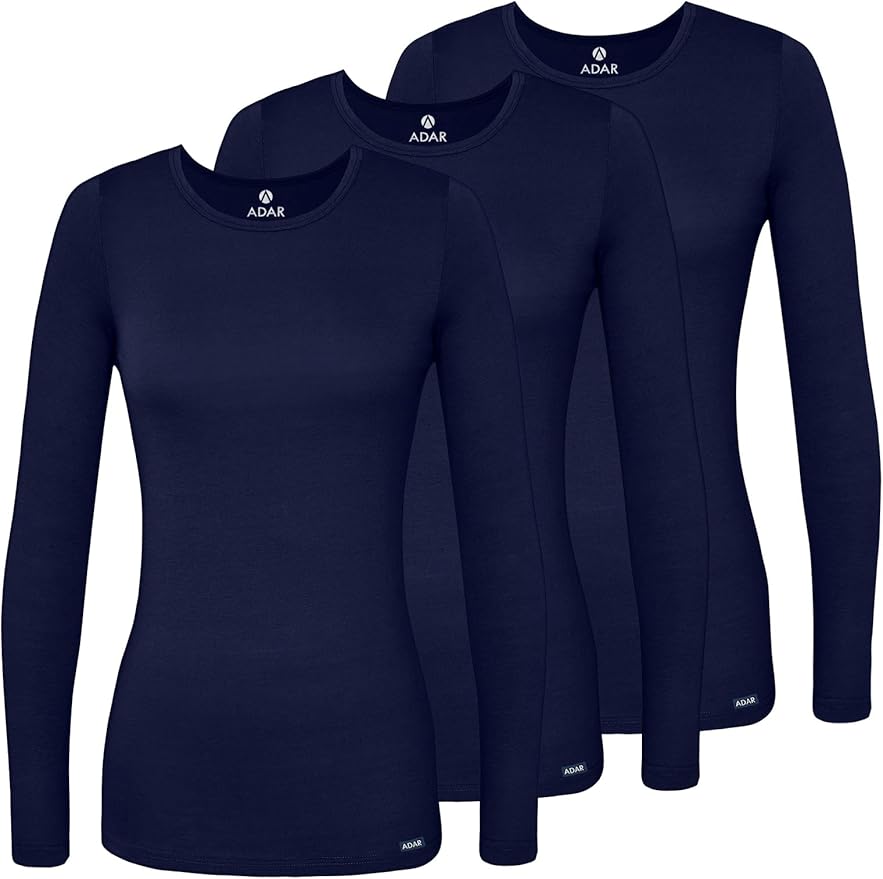 Adar Underscrubs for Women 3 Pack - Long Sleeve Underscrub Comfort Tee