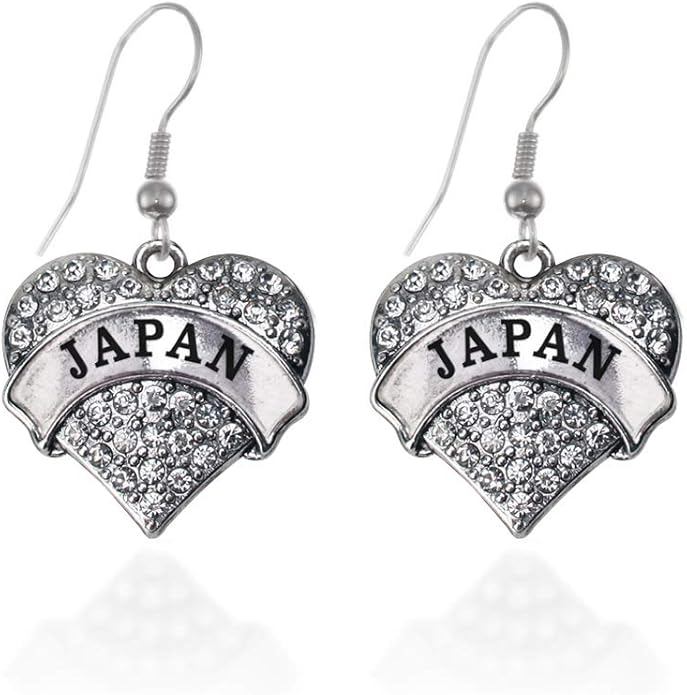 Inspired Silver - Silver Pave Heart Charm French Hook Drop Earrings with Cubic Zirconia Jewelry