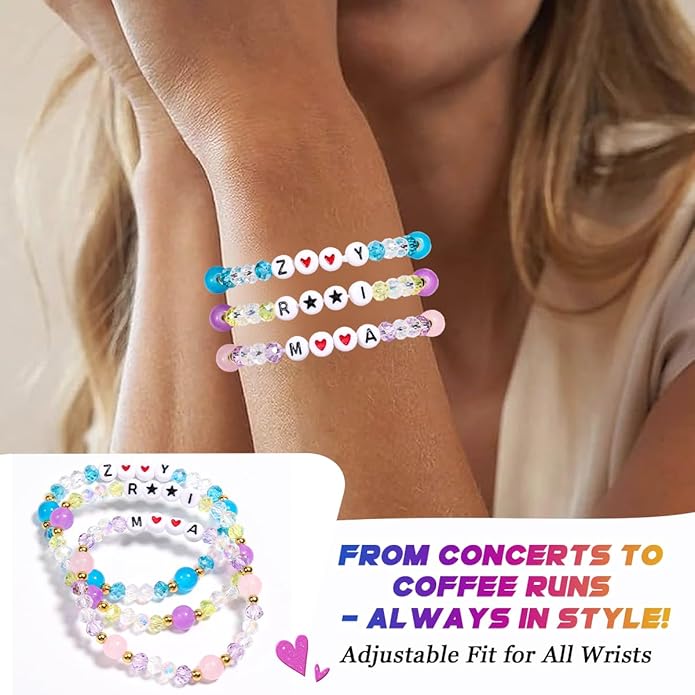 AICase for Korea-Pop Merch Gifts Toys Inspired Bracelets 3 Pcs Stackable Stretch Friendship Beaded Bracelets for Unique Merchandise Jewelry Gifts for Fans Women Men Stocking Stuffers_Crystal