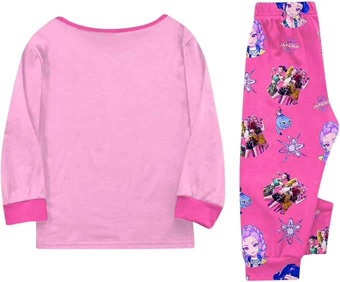 Girls 2 Piece K Pop Singer Outfits Cute Cartoon Graphic Shirts and Pants Casual Tracksuit Fashion Clothing Sets