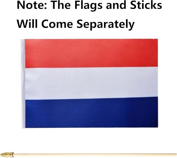 GSYLPFT 12 Pack Netherlands Flags on Sticks Dutch Small Mini Hand Held Flags for Office Classroom Holiday Party Decorations