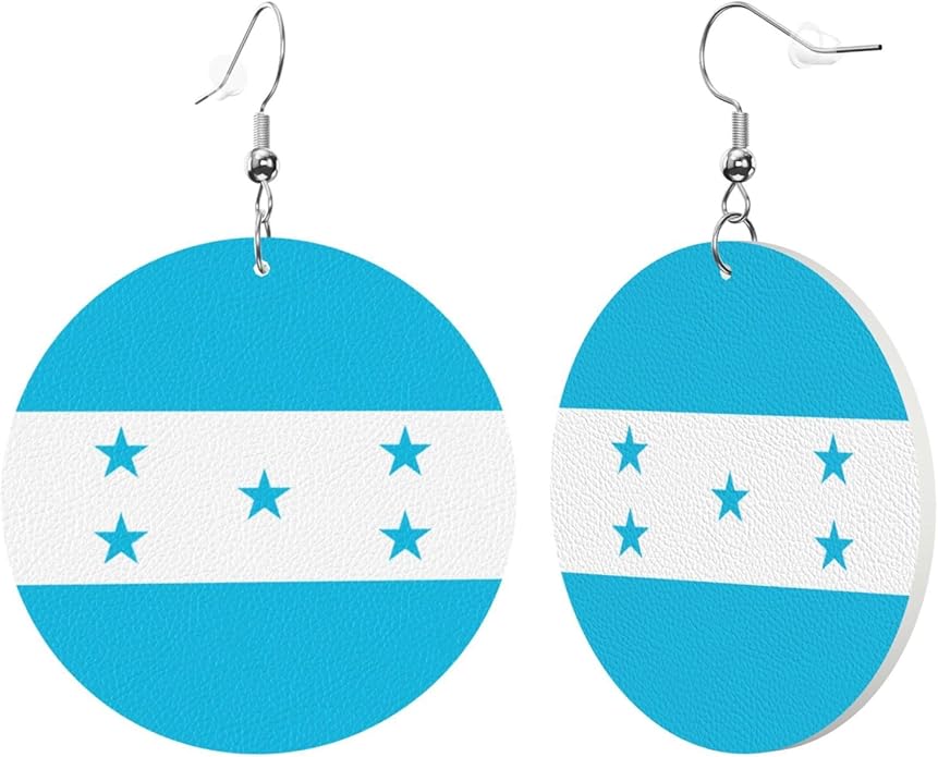 Round Faux Leather Earrings for Women Lightweight Double-Side Printed Drop Dangle Earring for Festival Party Gift