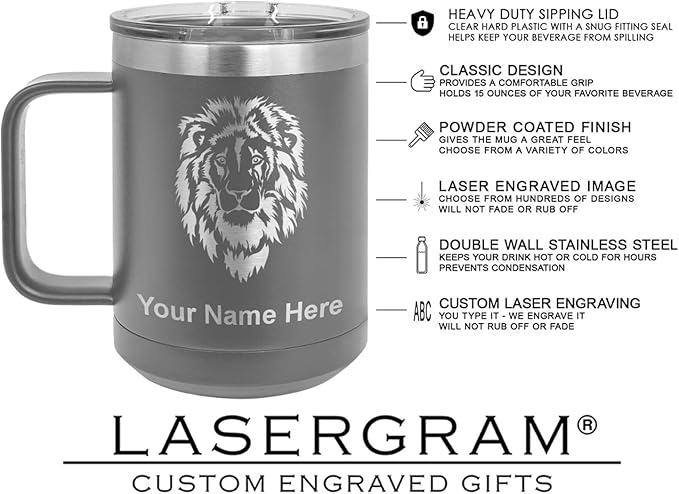 LaserGram 15oz Vacuum Insulated Coffee Mug, CNA Certified Nurse Assistant, Personalized Engraving Included (Gray)
