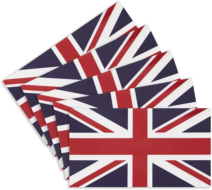 CANTENDO 5Pcs U.K Flag Decal Sticker - Britisher Flags Reflective Vinyl Car Stickers - for Car Window Bumper Waterproof Sticker (2.5 x 4.5 Inch)