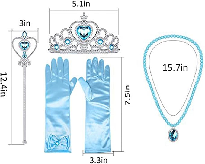 Orgrimmar Princess Dress Up Accessories Gloves Tiara Crown Wand Necklaces Presents for Kids Girls