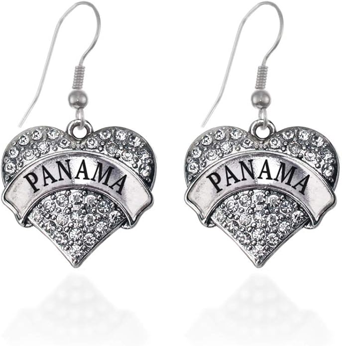 Inspired Silver - Silver Pave Heart Charm French Hook Drop Earrings with Cubic Zirconia Jewelry