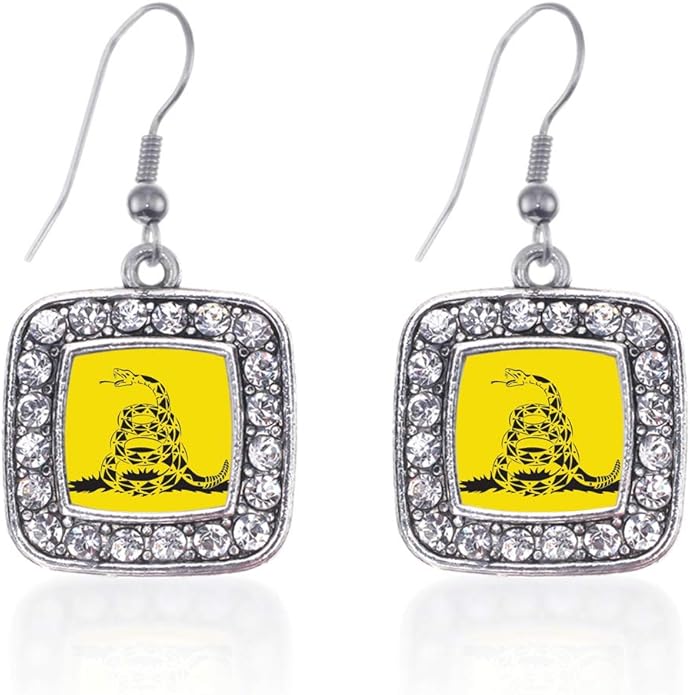 Inspired Silver - Silver Square Charm French Hook Drop Earrings with Cubic Zirconia Jewelry