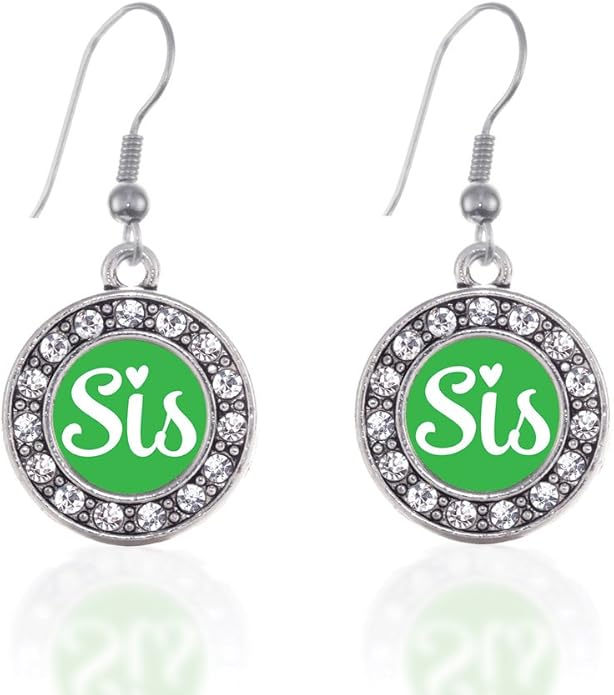Inspired Silver - Silver Circle Charm French Hook Drop Earrings with Cubic Zirconia Jewelry