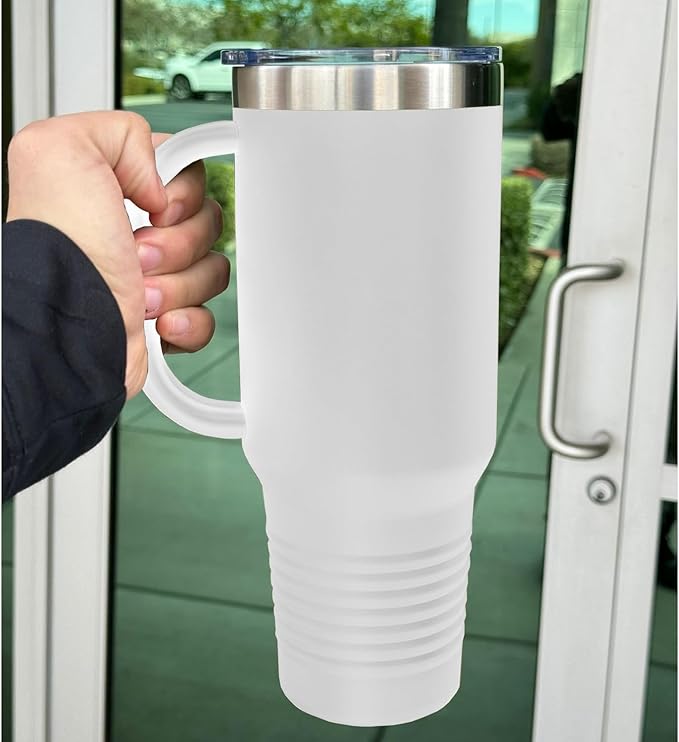 LaserGram 40oz Vacuum Insulated Travel Mug with Handle, CNA Certified Nurse Assistant, Personalized Engraving Included (White)