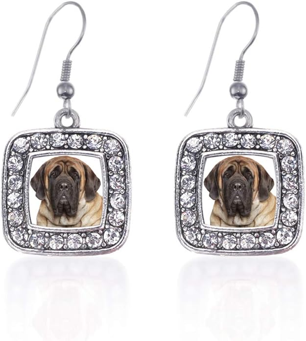 Inspired Silver - Silver Square Charm French Hook Drop Earrings with Cubic Zirconia Jewelry