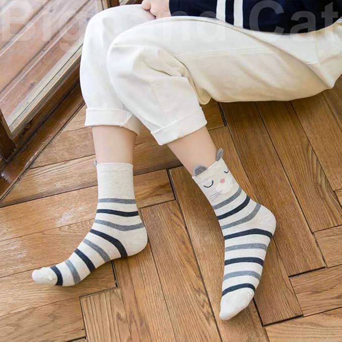 IIG 3-6 Pairs Womens Cute Animal Patterned Funny Novelty Cotton Crew Socks