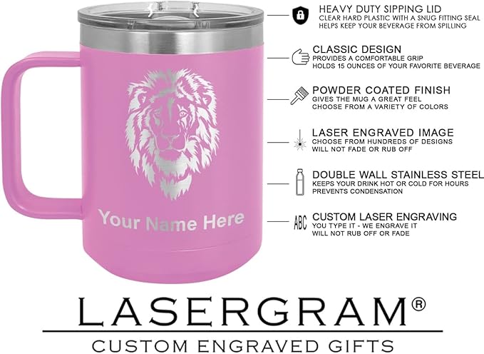 LaserGram 15oz Vacuum Insulated Coffee Mug, CNA Certified Nurse Assistant, Personalized Engraving Included (Light Purple)