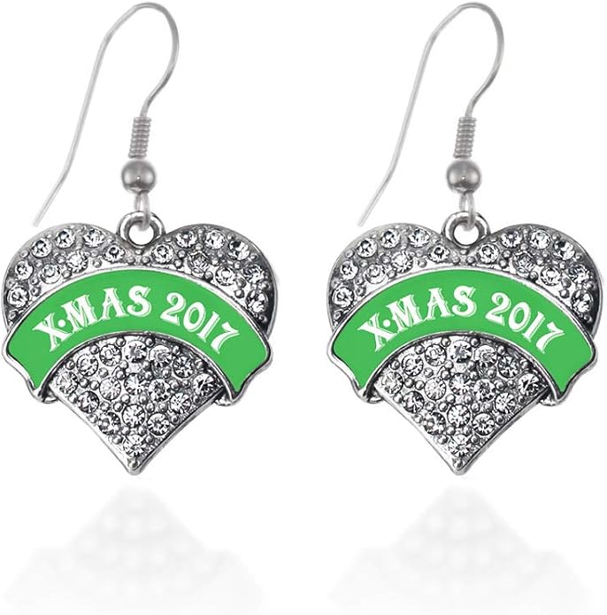 Inspired Silver - Silver Pave Heart Charm French Hook Drop Earrings with Cubic Zirconia Jewelry