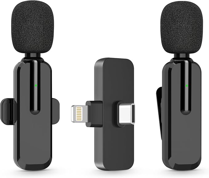 MAYBESTA Wireless Lavalier Microphone for iPhone, iPad, Android - Bluetooth Lapel Phone Mic for Video Recording - Mini Clip on Microphones for YouTube Podcast Interview
