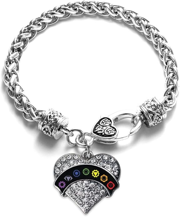 Inspired Silver - Silver Pave Heart Charm Bracelet with Cubic Zirconia Jewelry