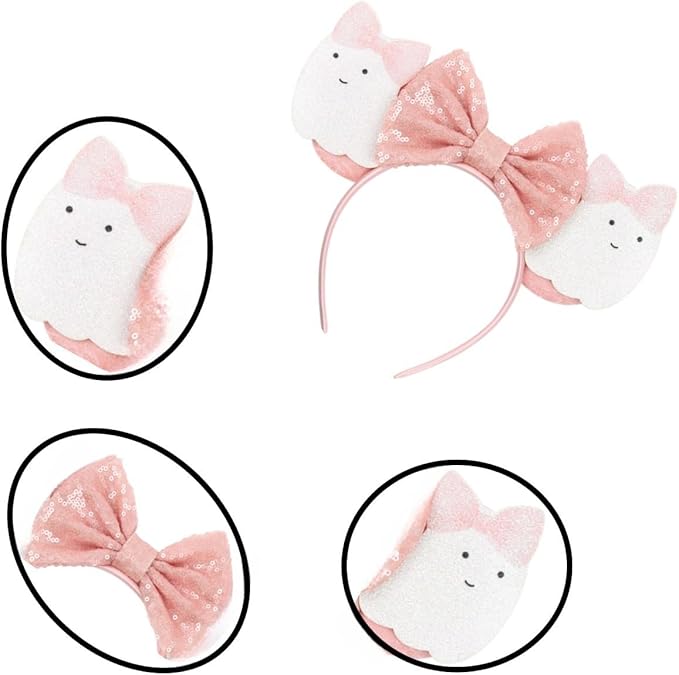 XINGKANG Mouse Ear Sparkling Headband, pink bow, birthday, Balloons, Castle, Firmly Occupying the C Position at the Party