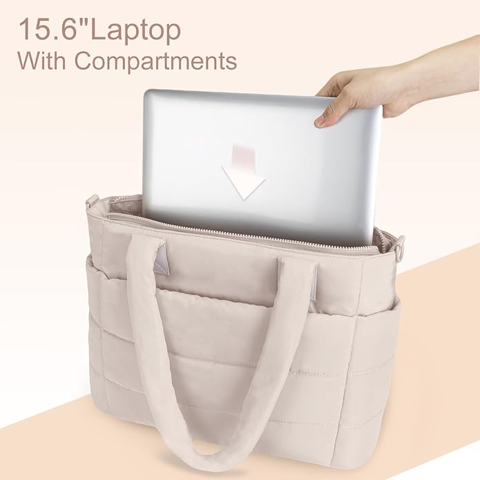 Tote Bag for Women Puffer Tote Bag Large Nurse Bags Shoulder Handbag with Zipper for Work Travel