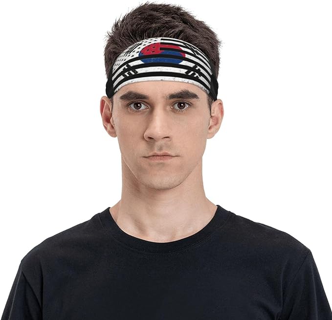 South Korea Korean Flag Novelty Blur Style Stretchy Breathable Sports Headbands for Women Men - Moisture Wicking Workout Sweatbands for Running Yoga Gym Tennis Cycling