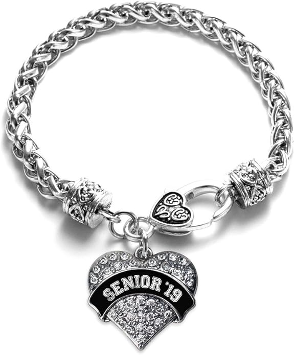 Inspired Silver - Silver Pave Heart Charm Bracelet with Cubic Zirconia Jewelry