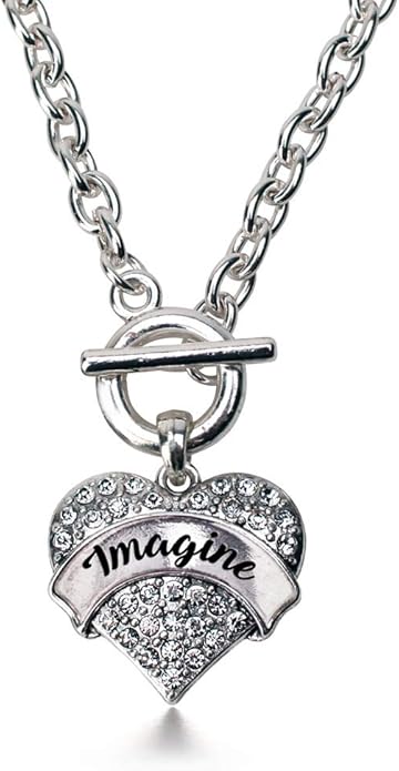 Inspired Silver - Silver Pave Heart Charm 18 Inch Necklace with Cubic Zirconia Jewelry