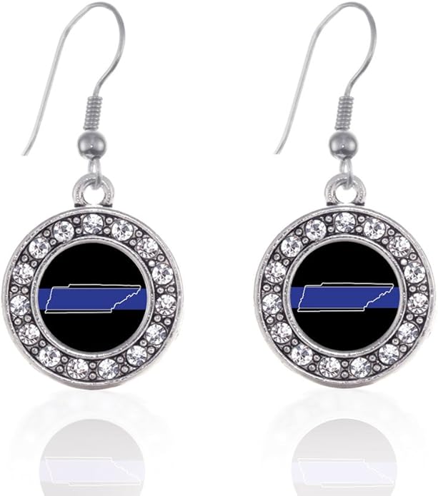 Inspired Silver - Silver Circle Charm French Hook Drop Earrings with Cubic Zirconia Jewelry